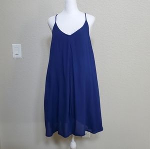 ROXY Gauzy Cotton Flouncy Halter Beachy Dress, Blue, Lined, Small, EUC